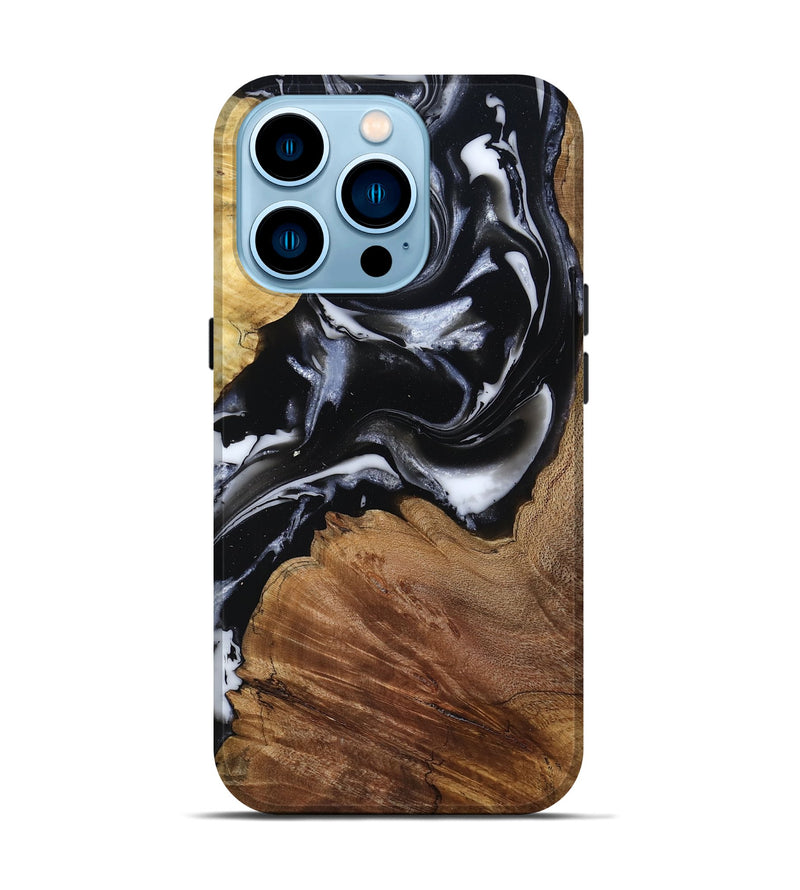 iPhone 14 Pro Wood Live Edge Phone Case - Roland (Black & White, 807714)