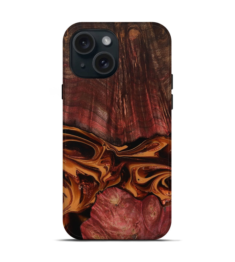 iPhone 15 Wood Live Edge Phone Case - Hardy (Red, 807715)