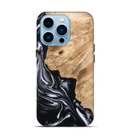 iPhone 14 Pro Wood Live Edge Phone Case - Nayely (Black & White, 807720)