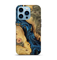 iPhone 14 Pro Wood Live Edge Phone Case - Loretta (Teal & Gold, 807721)