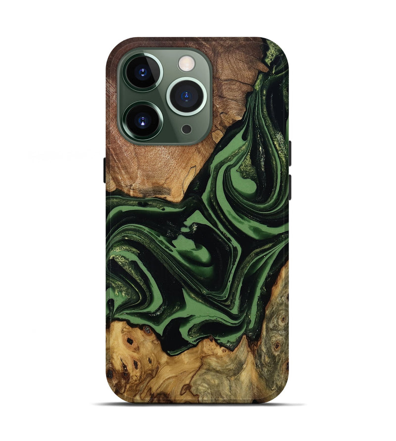iPhone 13 Pro Wood Live Edge Phone Case - Dominic (Green, 807723)