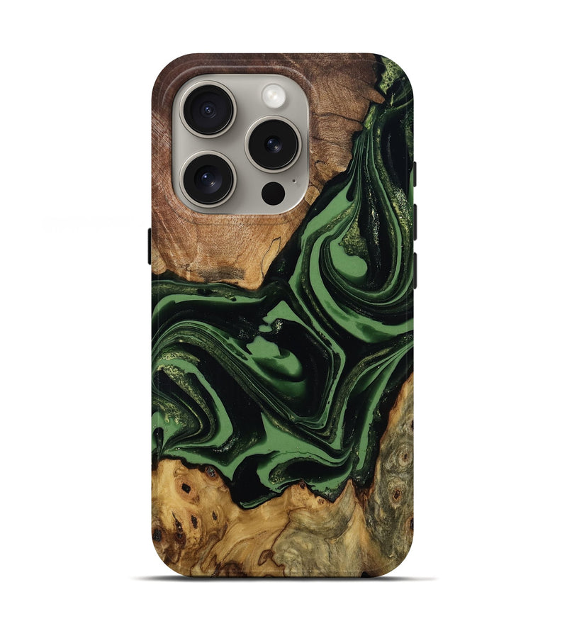 iPhone 16 Pro Wood Live Edge Phone Case - Dominic (Green, 807723)