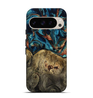 Pixel 10 Wood Live Edge Phone Case - Alpha (Teal & Gold, 807745)