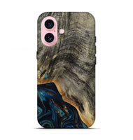 iPhone 17 Wood Live Edge Phone Case - Araceli (Teal & Gold, 807755)