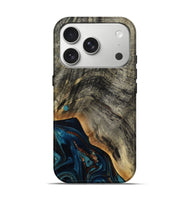 iPhone 17 Pro Wood Live Edge Phone Case - Araceli (Teal & Gold, 807755)