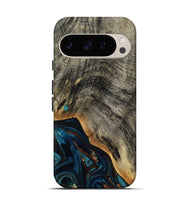 Pixel 9 Pro Wood Live Edge Phone Case - Araceli (Teal & Gold, 807755)