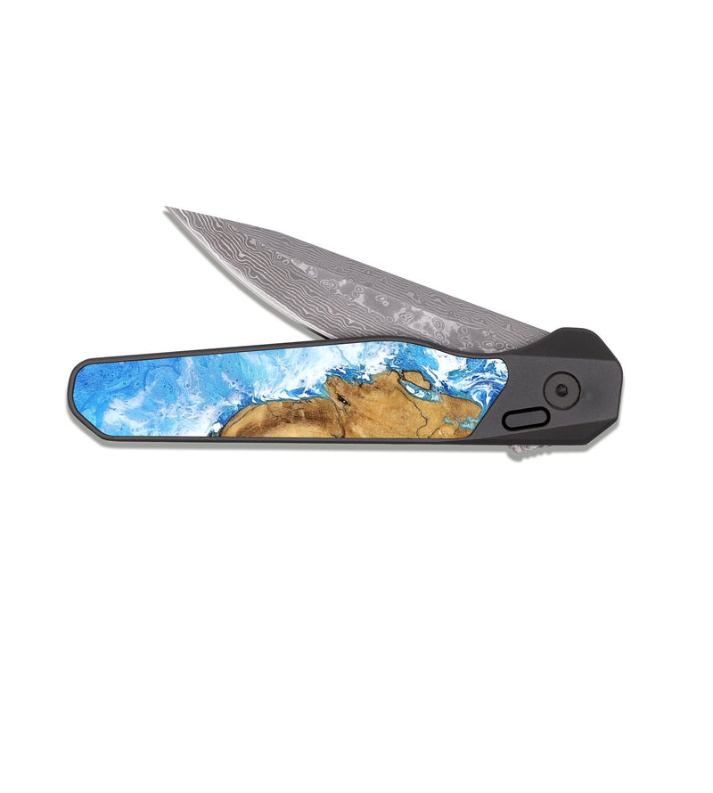 EDC Dark Damascus Wood Pocket Knife - Oma (Coastal, 807825)