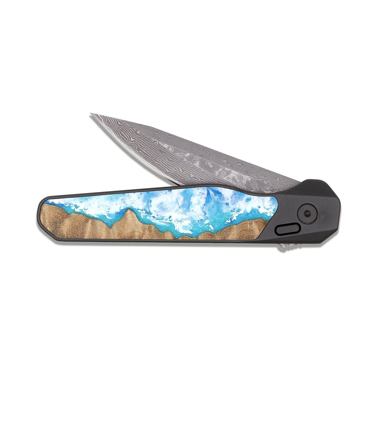 EDC Dark Damascus Wood Pocket Knife - Maryam (Coastal, 807842)