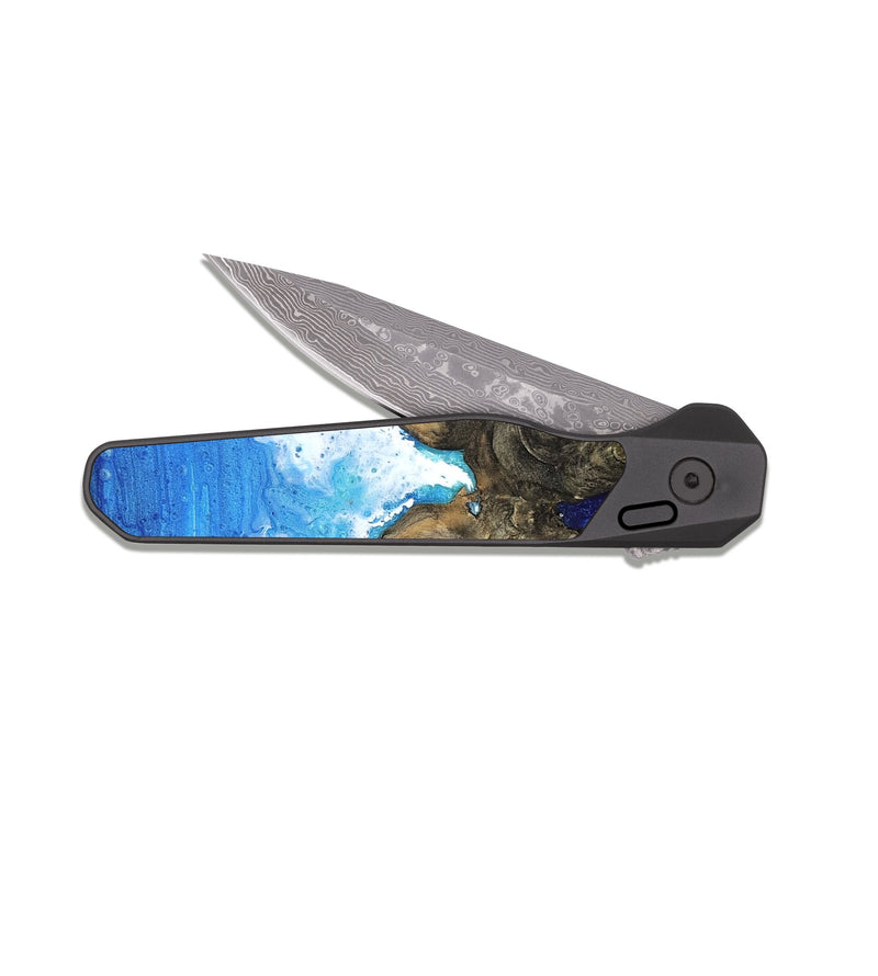 EDC Dark Damascus Wood Pocket Knife - Zaria (Coastal, 807843)