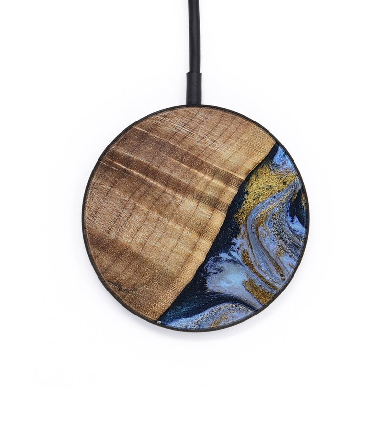 Circle Wood Wireless Charger - Lee (Teal & Gold, 807866)