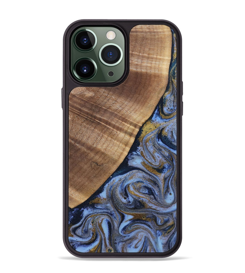 iPhone 13 Pro Max Wood Phone Case - Lee (Teal & Gold, 807866)