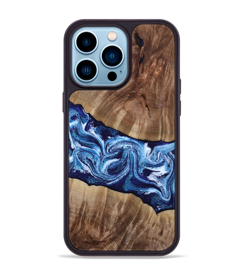 iPhone 14 Pro Max Wood Phone Case - Loren (Blue, 807914)