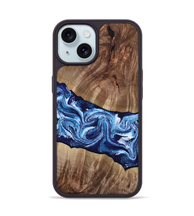 iPhone 15 Wood Phone Case - Loren (Blue, 807914)