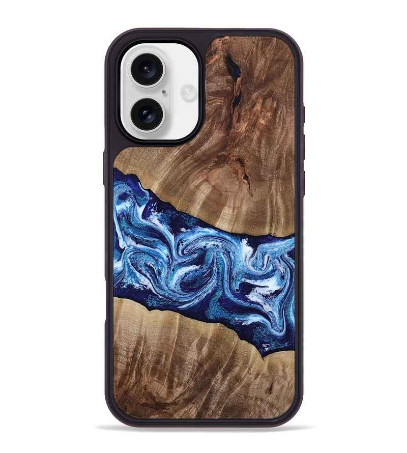 iPhone 16 Plus Wood Phone Case - Loren (Blue, 807914)