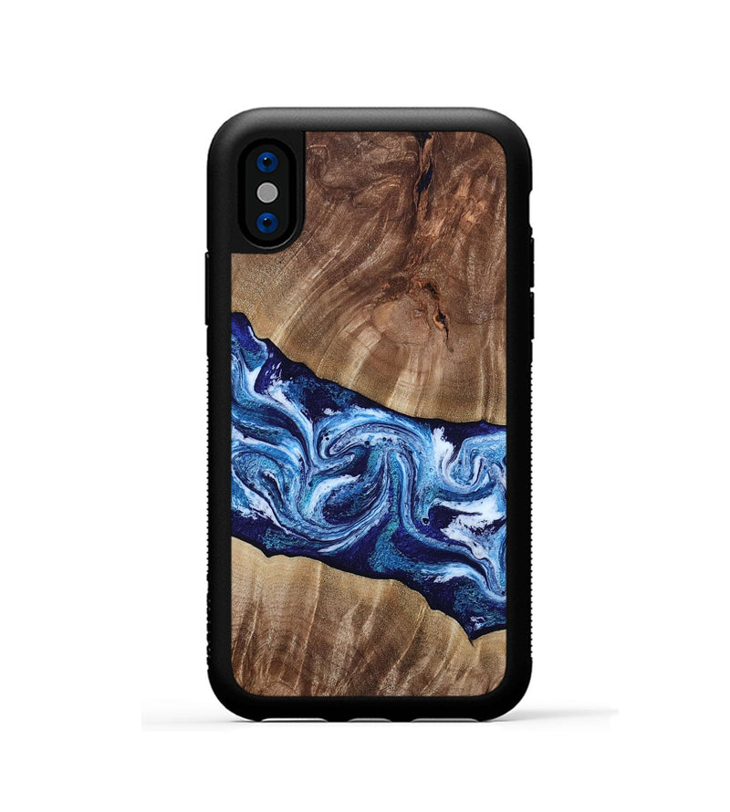 iPhone Xs Wood Phone Case - Loren (Blue, 807914)