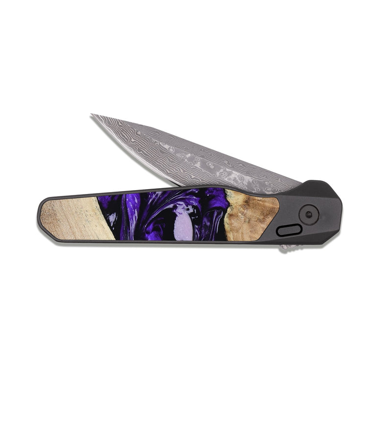 EDC Dark Damascus Wood Pocket Knife - Israel (Purple, 807943)