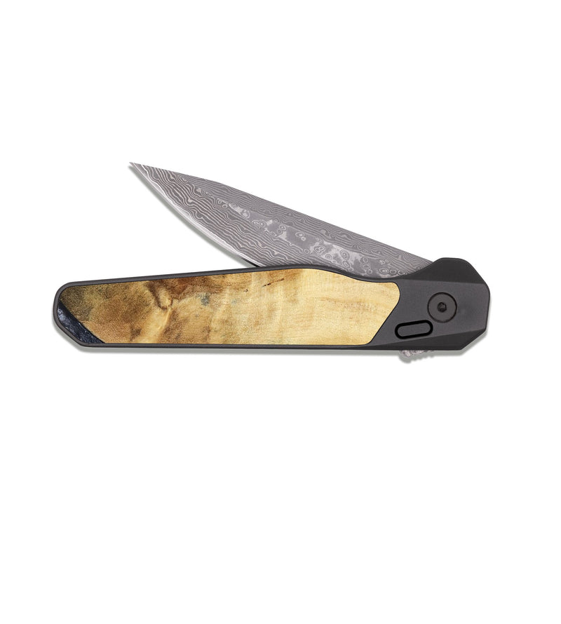 EDC Dark Damascus Wood Pocket Knife - Brittni (Black & White, 807956)