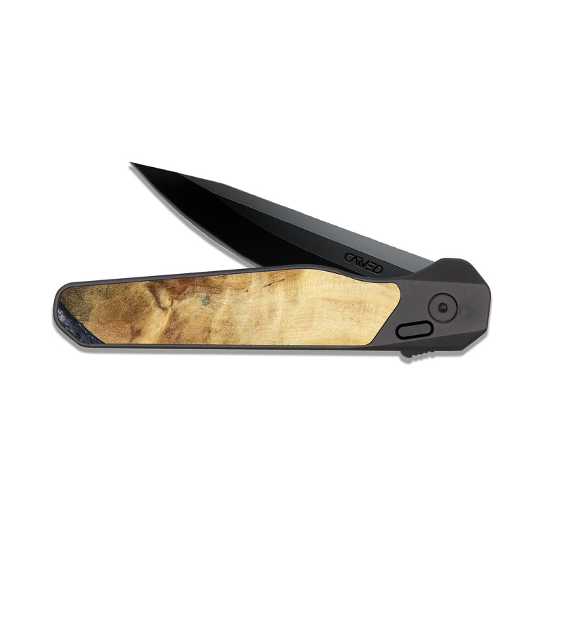 EDC Dark Slate Wood Pocket Knife - Brittni (Black & White, 807956)
