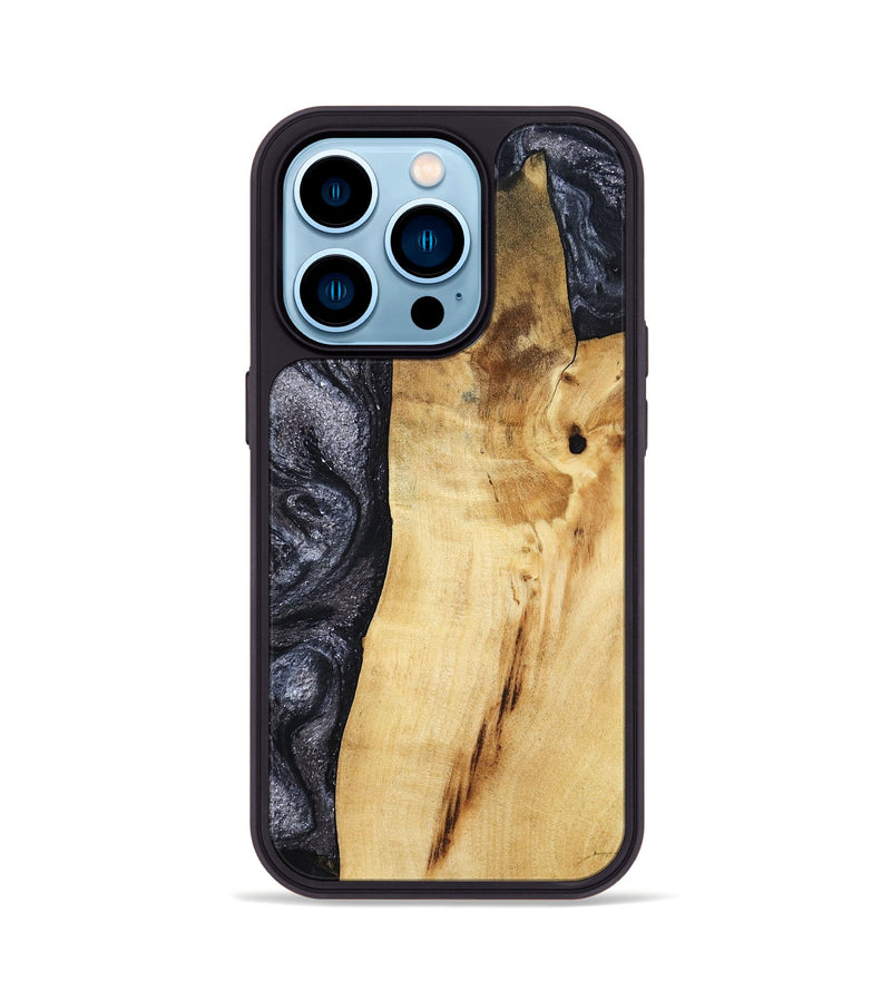 iPhone 14 Pro Wood Phone Case - Brittni (Black & White, 807956)