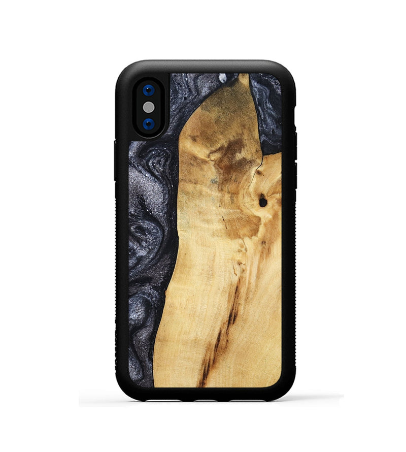 iPhone Xs Wood Phone Case - Brittni (Black & White, 807956)