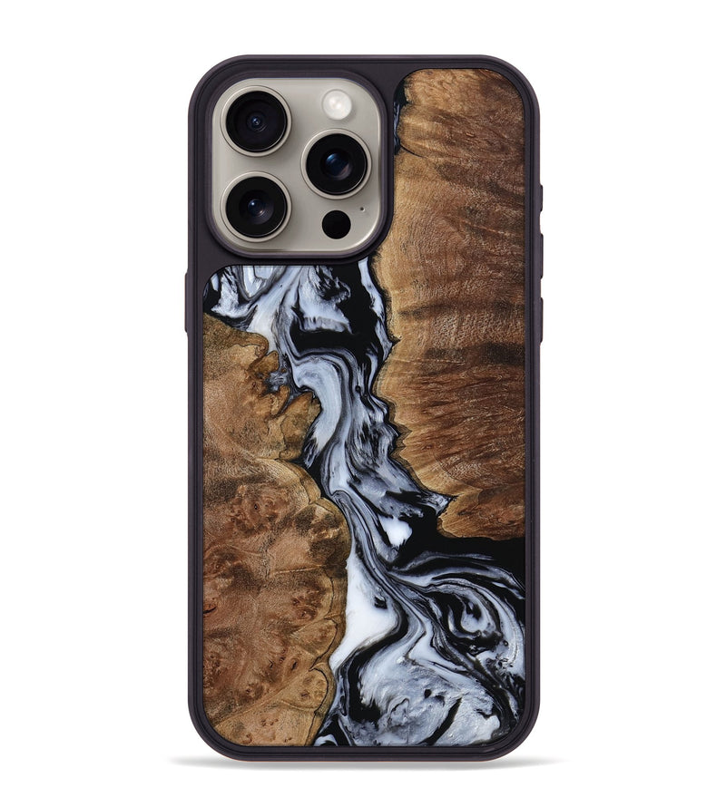 iPhone 15 Pro Max Wood Phone Case - Viola (Black & White, 807958)