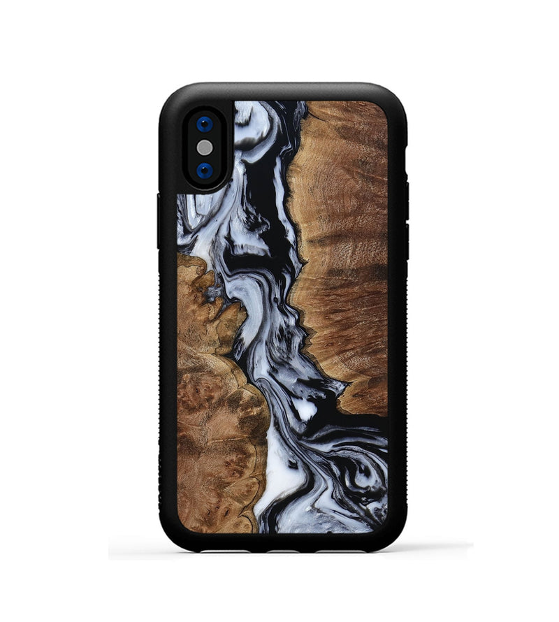 iPhone Xs Wood Phone Case - Viola (Black & White, 807958)