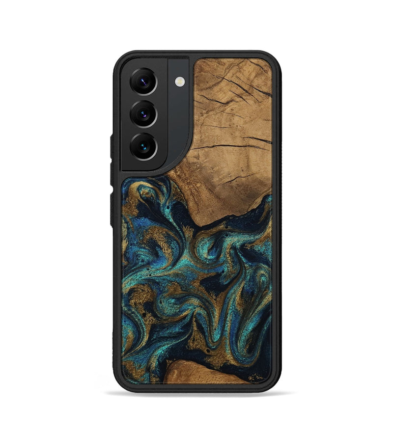 Galaxy S22 Wood Phone Case - Lisbeth (Teal & Gold, 807963)