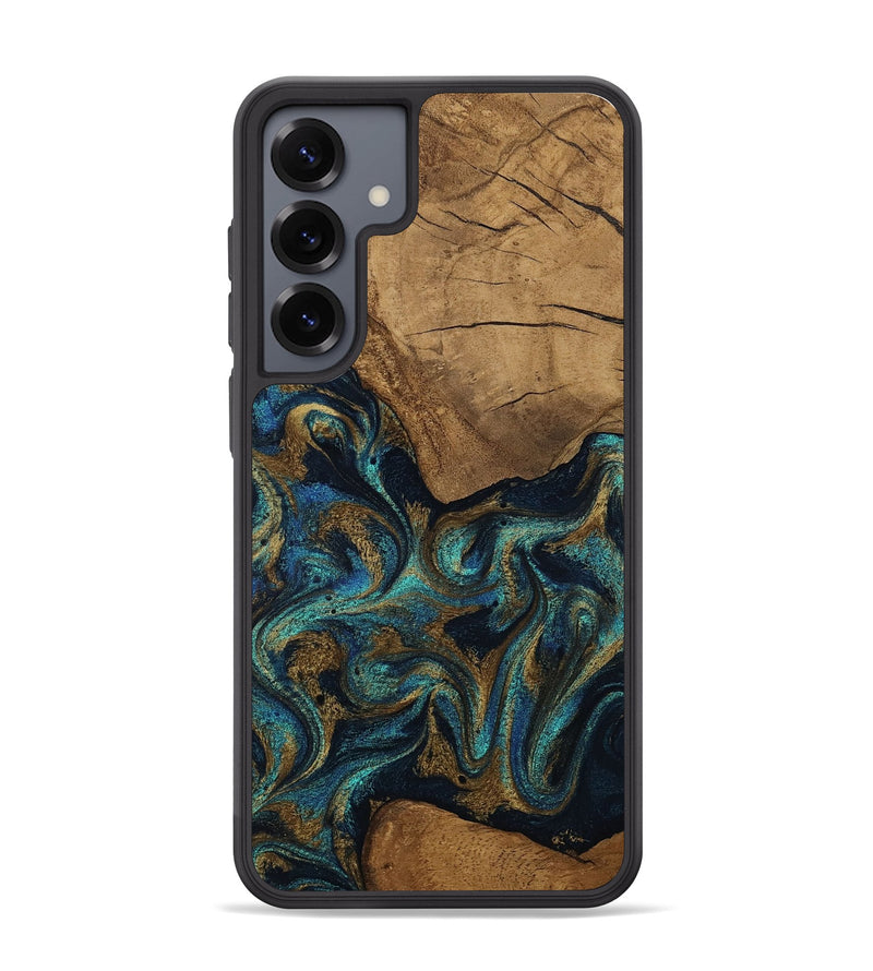 Galaxy S25 Plus Wood Phone Case - Lisbeth (Teal & Gold, 807963)