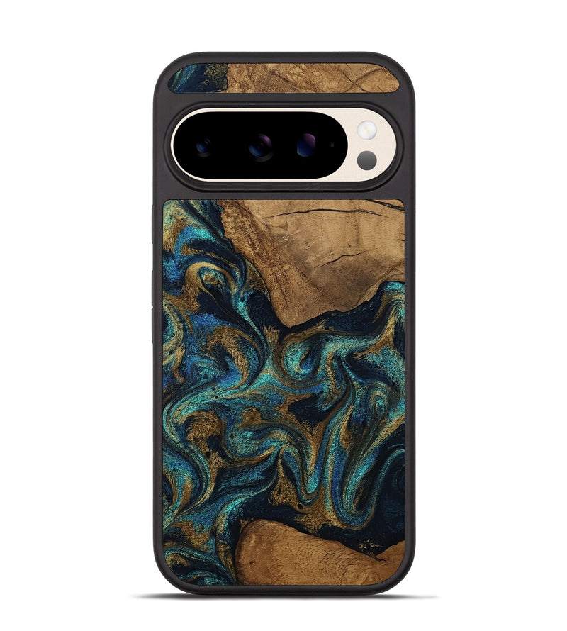 Pixel 10 Wood Phone Case - Lisbeth (Teal & Gold, 807963)