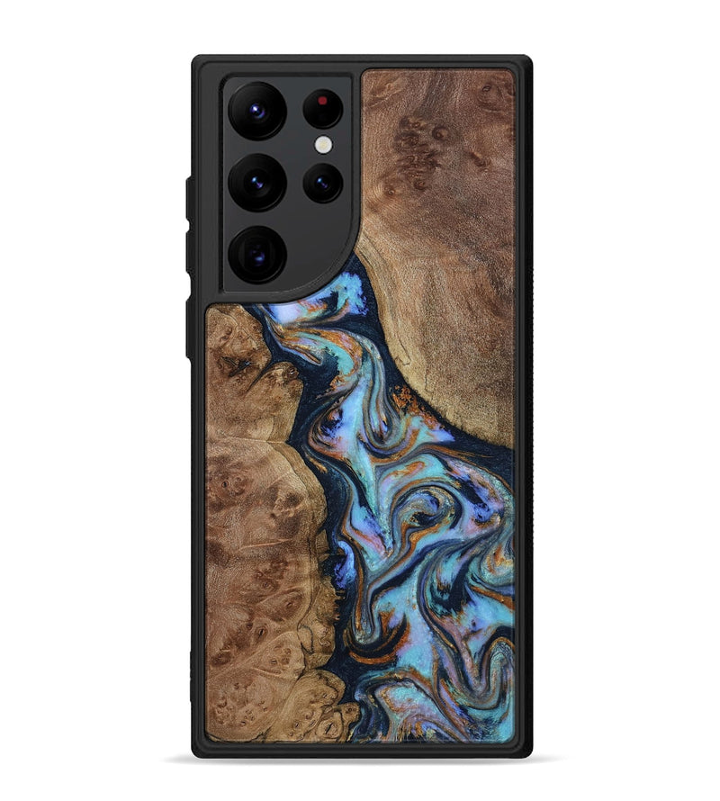 Galaxy S22 Ultra Wood Phone Case - Merritt (Teal & Gold, 807964)