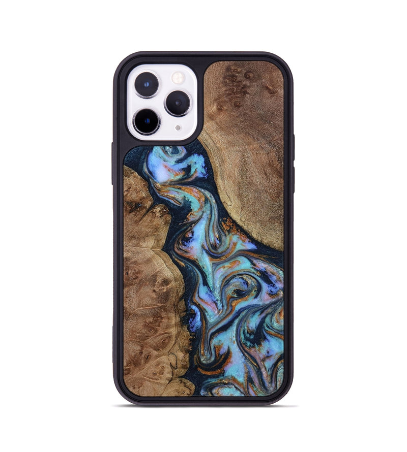 iPhone 11 Pro Wood Phone Case - Merritt (Teal & Gold, 807964)