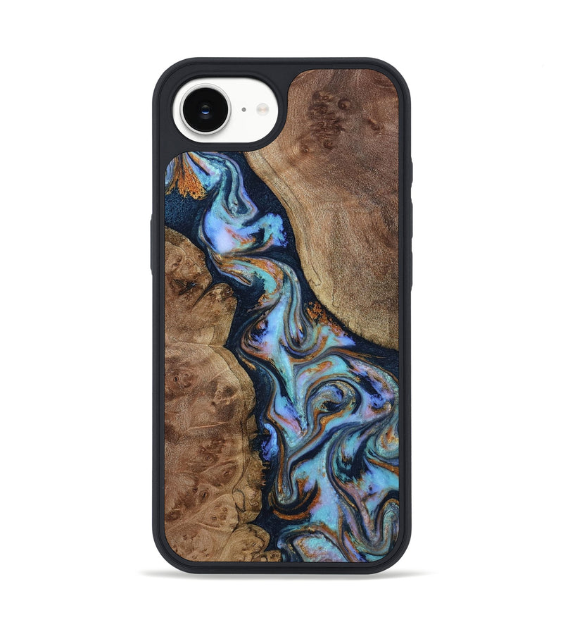 iPhone 16e Wood Phone Case - Merritt (Teal & Gold, 807964)