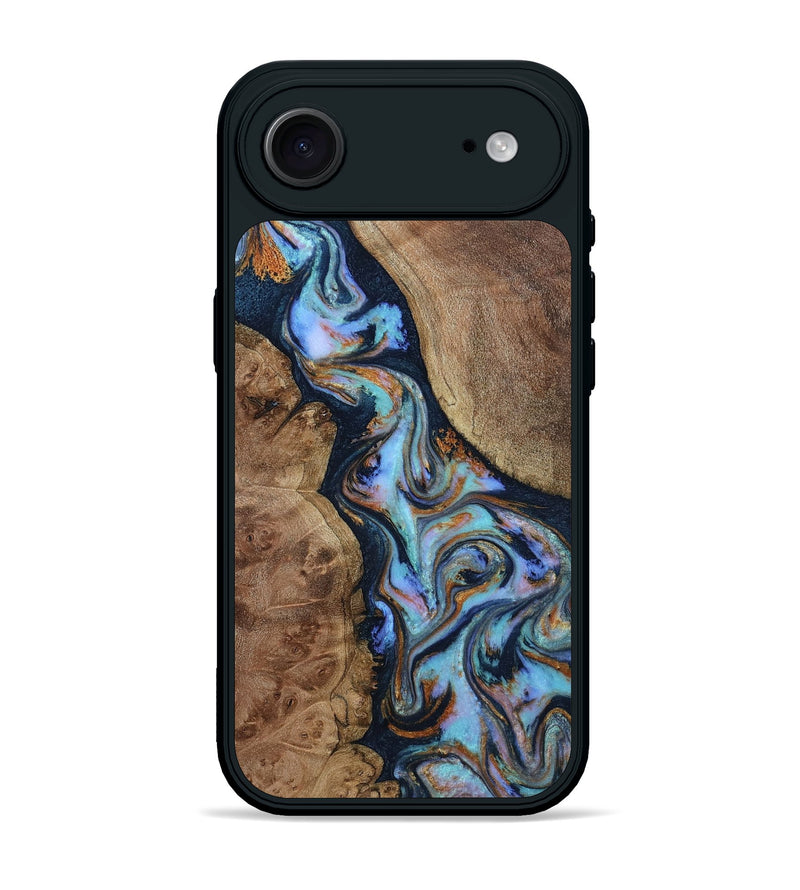 iPhone 17 Air Wood Phone Case - Merritt (Teal & Gold, 807964)