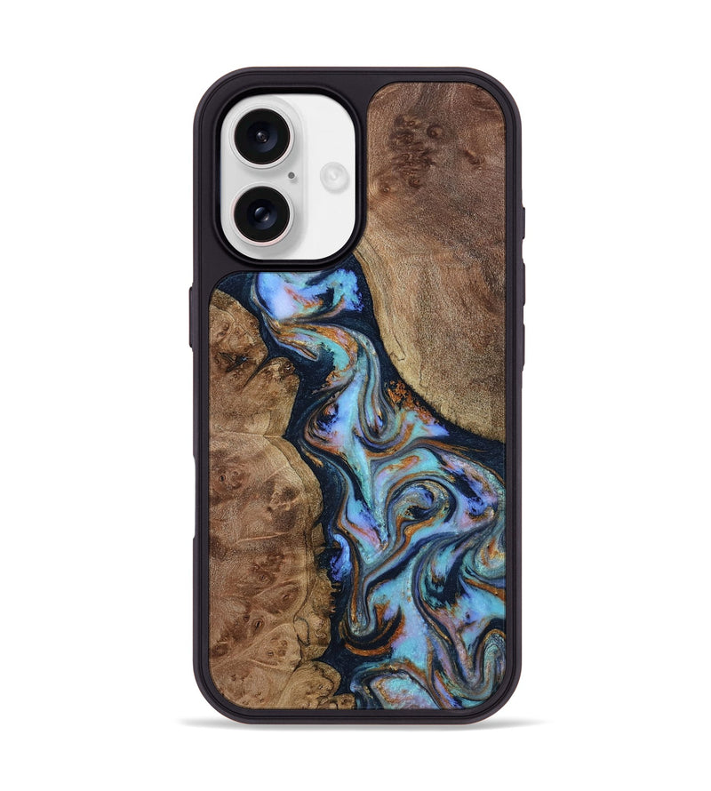 iPhone 17 Wood Phone Case - Merritt (Teal & Gold, 807964)
