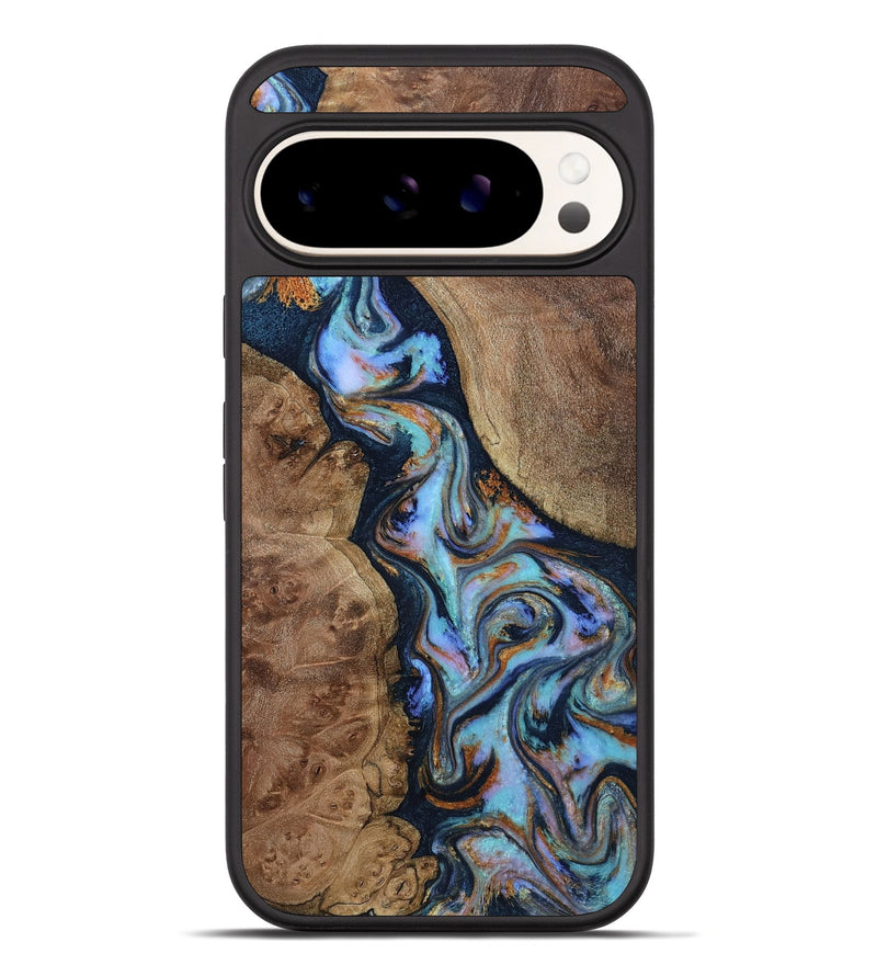 Pixel 10 Pro XL Wood Phone Case - Merritt (Teal & Gold, 807964)