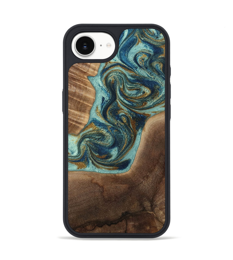 iPhone 16e Wood Phone Case - Malani (Teal & Gold, 807965)