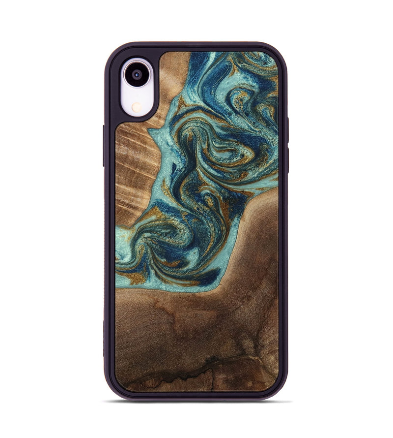 iPhone Xr Wood Phone Case - Malani (Teal & Gold, 807965)
