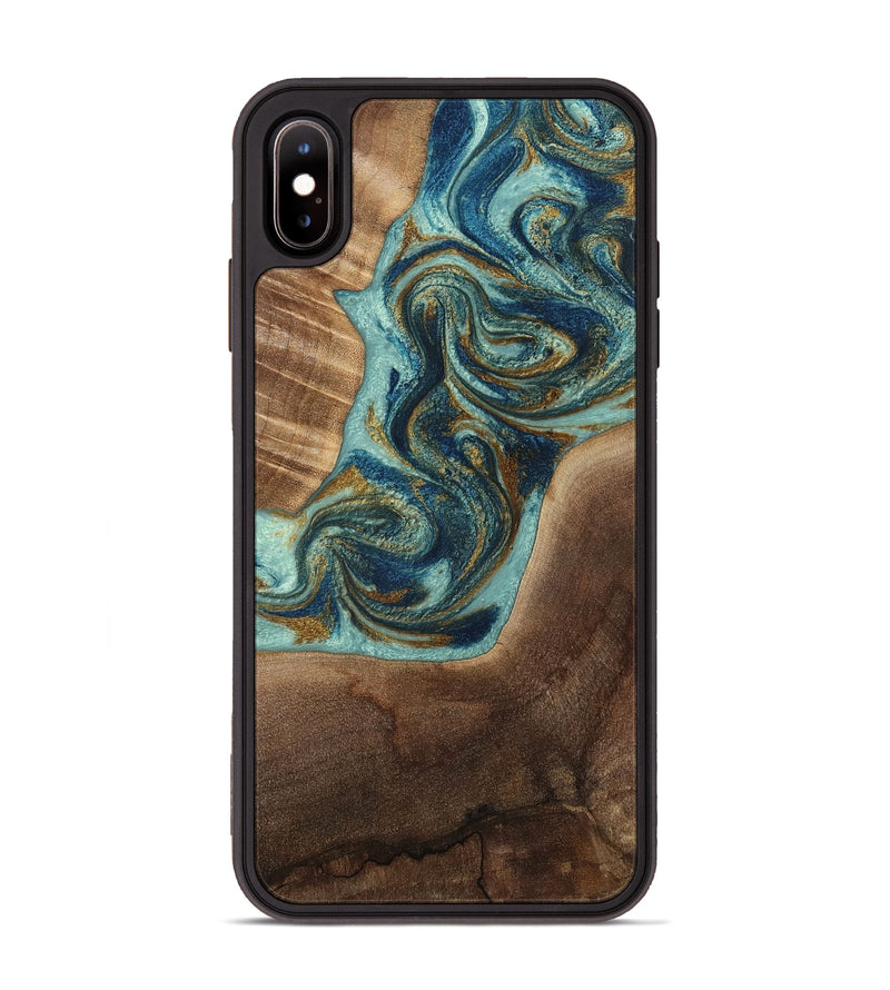 iPhone Xs Max Wood Phone Case - Malani (Teal & Gold, 807965)