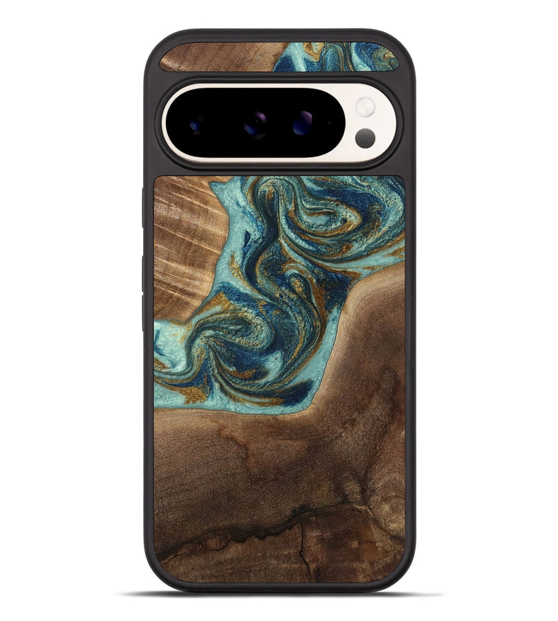 Pixel 10 Pro XL Wood Phone Case - Malani (Teal & Gold, 807965)