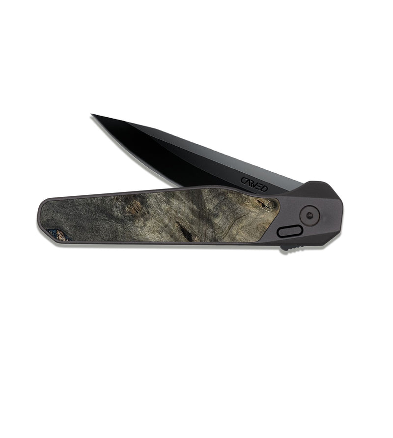EDC Dark Slate Wood Pocket Knife - Patrice (Teal & Gold, 807966)