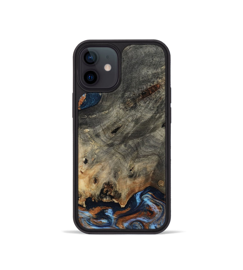 iPhone 12 mini Wood Phone Case - Patrice (Teal & Gold, 807966)