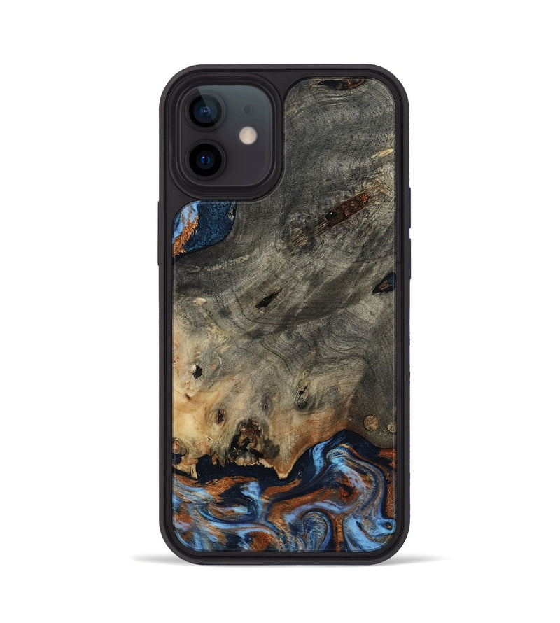 iPhone 12 Wood Phone Case - Patrice (Teal & Gold, 807966)