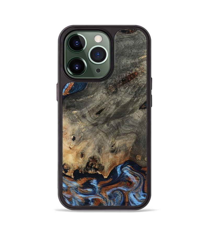 iPhone 13 Pro Wood Phone Case - Patrice (Teal & Gold, 807966)