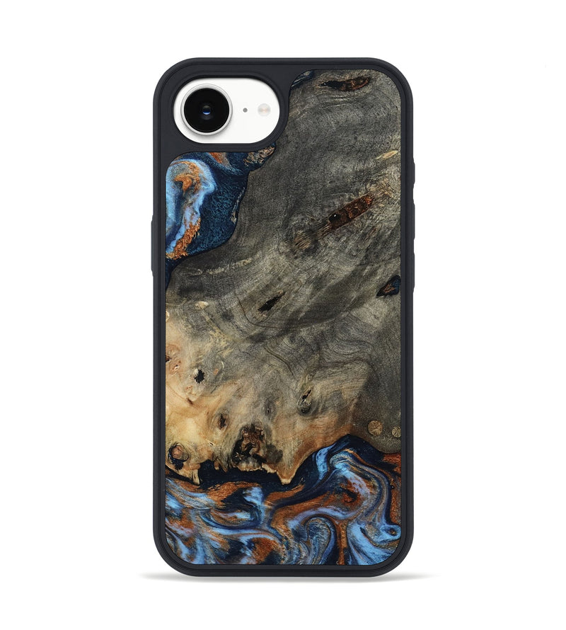iPhone 16e Wood Phone Case - Patrice (Teal & Gold, 807966)