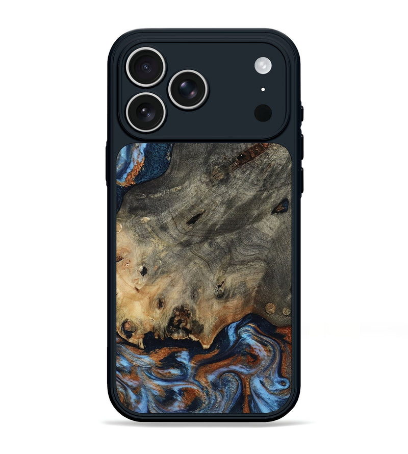 iPhone 17 Pro Max Wood Phone Case - Patrice (Teal & Gold, 807966)