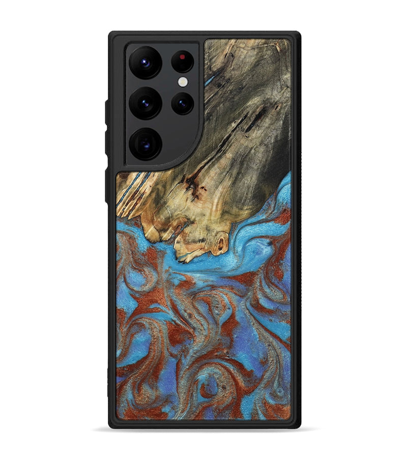 Galaxy S22 Ultra Wood Phone Case - Kameron (Teal & Gold, 807968)