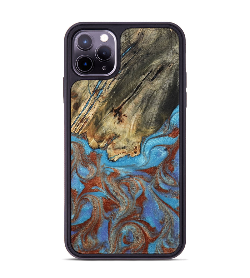 iPhone 11 Pro Max Wood Phone Case - Kameron (Teal & Gold, 807968)