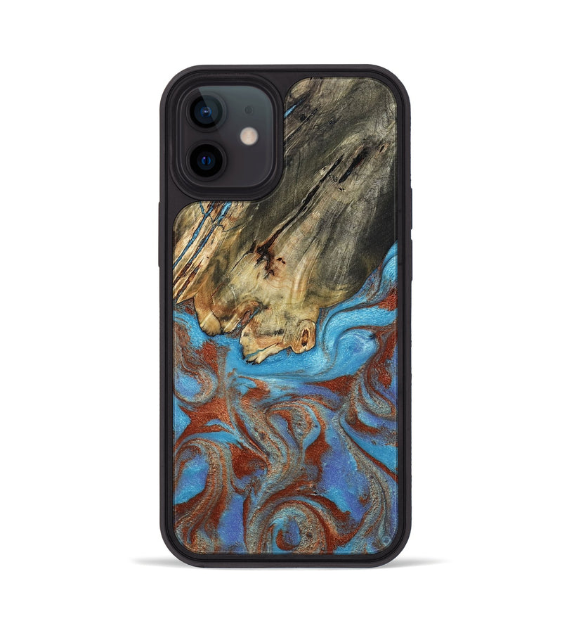 iPhone 12 Wood Phone Case - Kameron (Teal & Gold, 807968)