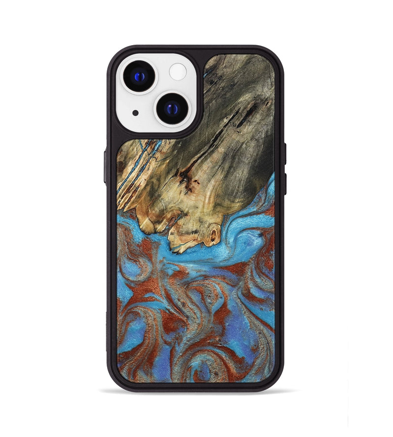 iPhone 13 Wood Phone Case - Kameron (Teal & Gold, 807968)