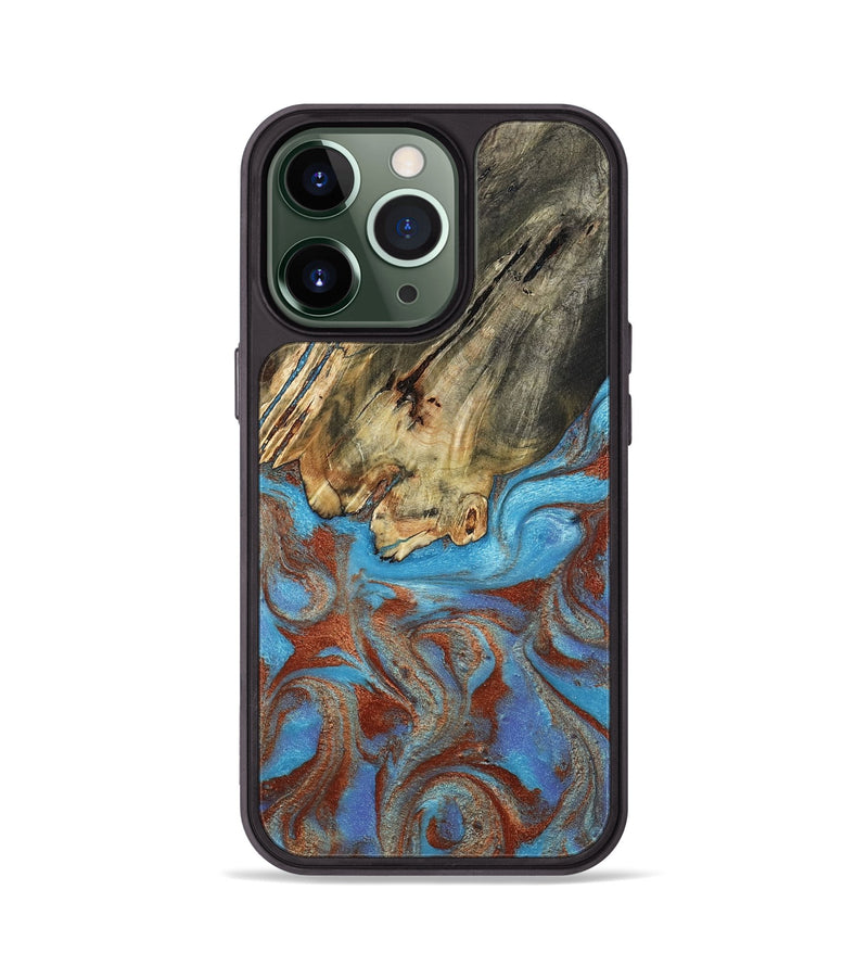 iPhone 13 Pro Wood Phone Case - Kameron (Teal & Gold, 807968)